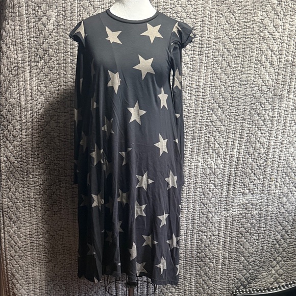 nununu Black Star Print Kids Casual Dress 100%Cotton with pockets